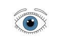 Illustration of a stylized eye with a blue iris and black pupil on a Royalty Free Stock Photo
