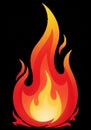 Illustration of a stylized flame featuring a gradient of yellow, orange, and red hues. The Royalty Free Stock Photo