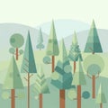 Illustration of a stylized forest featuring various trees with Royalty Free Stock Photo
