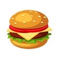 Illustration of stylized hamburger or cheeseburger.