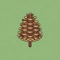 Illustration of a stylized pine cone centered on a light green background Royalty Free Stock Photo