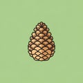 Illustration of a stylized pine cone centered on a light green background Royalty Free Stock Photo