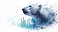 Illustration of a stylized polar bear displaying data visualization elements designed to represent Polaris, a Python