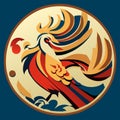 Illustration of a stylized rooster in the style of stained glass Generative AI