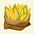 Illustration of stylized sack with fresh ripe corn