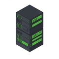 Illustration of a stylized server rack with two stacked server units. Each unit is depicted Royalty Free Stock Photo