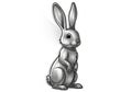 Of a stylized, shiny, metallic rabbit standing upright with a Royalty Free Stock Photo