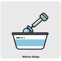 Illustration of a stylized, simplified icon showing an injection needle above a small Royalty Free Stock Photo