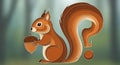 Illustration of a stylized squirrel holding an acorn, alongside a question mark. The Royalty Free Stock Photo