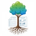 Illustration of a stylized tree combining elements of nature and business planning. Royalty Free Stock Photo