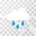 Illustration of a stylized white cloud with four blue raindrops beneath it, set against a Royalty Free Stock Photo