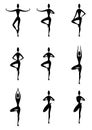 Yoga tree pose variations set Royalty Free Stock Photo