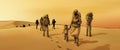 Illustration about Sub-Saharan immigrants crossing the desert