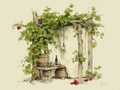 An illustration of a succah, a temporary dwelling for the holiday of Sukkot Royalty Free Stock Photo