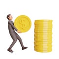 3d illustration successful bussinesman or investor presenting stack of money