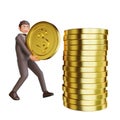 3d illustration successful bussinesman or investor presenting stack of money