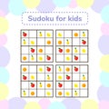 illustration. Sudoku game for children with pictures. Log