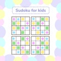 illustration. Sudoku game for children with pictures. Log