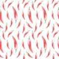 Seamless pattern with red hot chili peppers