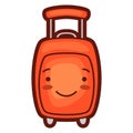 Illustration of suitcase in cartoon style. Cute funny character.