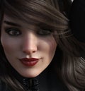 Illustration of a sultry woman with brunette hair and red lipstick Royalty Free Stock Photo