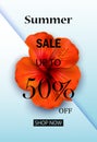 Summer sale discount End of season banner on Blue background Royalty Free Stock Photo