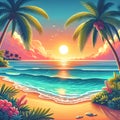 Summer sunset beach. Beach vect bundle Royalty Free Stock Photo