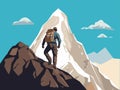 Illustration of Summit Pursuit - Mountain Climbing Tourism Adventure