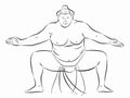 Illustration of sumo wrestler, vector draw Royalty Free Stock Photo