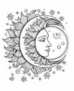 Illustration sun moon star human faces retro vintage vector folklore Royalty Free Stock Photo