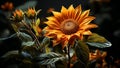 Illustration of a sunflower closeup. AI Generated