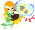 The illustration of sunflower girl