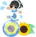 The illustration of sunflower girl
