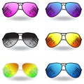 Illustration of sunglasses. Set of sunglasses. Vector