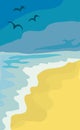 Illustration sunny sandy beach and blue sea