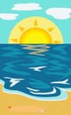 Illustration sunny sandy beach and blue sea