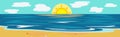 Illustration sunny sandy beach and blue sea
