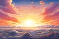 Sunset over the clouds, Nature background