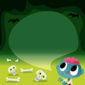 Super Cute Halloween Zombie In Spooky Cave