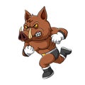 The super wild boar wearing white gloves and style with running pose