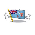 Illustration surprised flag fiji with character cute