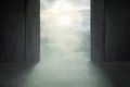 Illustration of a surreal door open to the sky, a symbol of passage and freedom Royalty Free Stock Photo