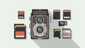 Illustration surrounded by various memory cards including SD Royalty Free Stock Photo