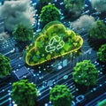 Illustration of sustainability transformation by using cloud services and new technologies concept Royalty Free Stock Photo