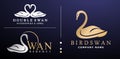 Illustration of Swan logotype golden colors design, Double swan vector isolated background applicable for company name, jewelry