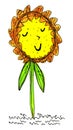 Sweet Adorable Yellow Orange Sunflower Illustration