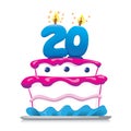 Illustration of sweet food birthday cake 20 years. Ideal for commemorative