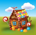 Illustration of sweet house of cookies and candy Royalty Free Stock Photo