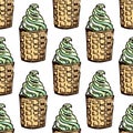 Illustration of sweets. Assorted ice cream. Happy holiday. Seamless pattern.