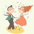 Illustration of swing dancing couple Royalty Free Stock Photo